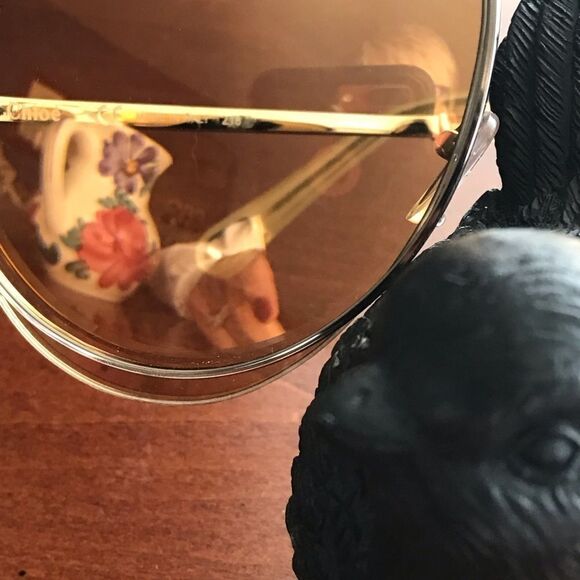 CHLOE Romie 61 mm aviator sunglasses in gold Nwot gold mirror oversized - Picture 4 of 7